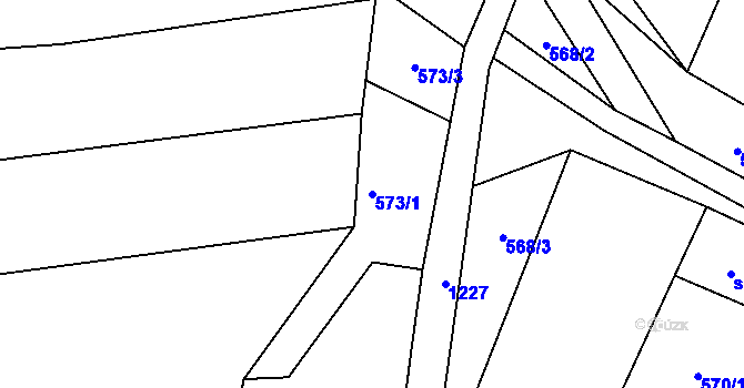 Parcela st. 573/1 v KÚ Božkovice, Katastrální mapa