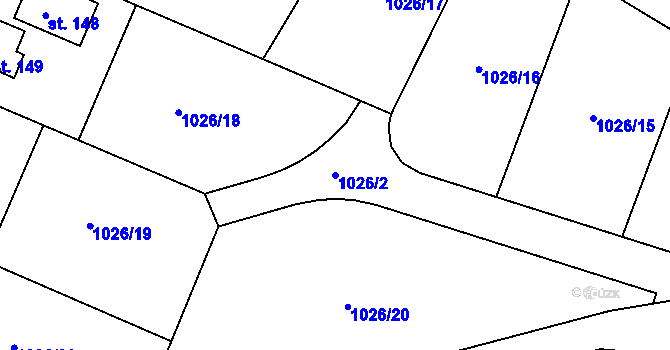 Parcela st. 1026/2 v KÚ Božkovice, Katastrální mapa