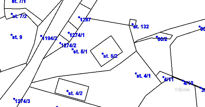 Parcela st. 5/2 v KÚ Božkovice, Katastrální mapa