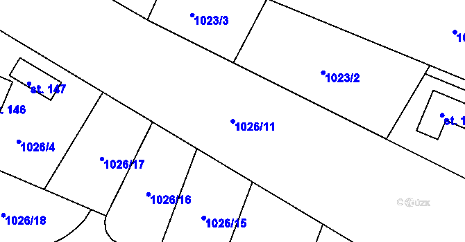 Parcela st. 1026/11 v KÚ Božkovice, Katastrální mapa