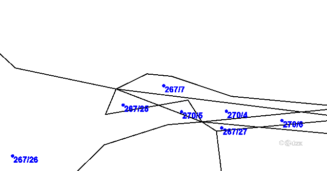 Parcela st. 267/7 v KÚ Božkovice, Katastrální mapa
