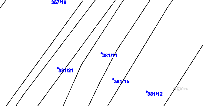 Parcela st. 381/11 v KÚ Božkovice, Katastrální mapa