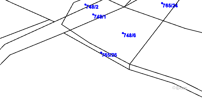 Parcela st. 765/26 v KÚ Božkovice, Katastrální mapa