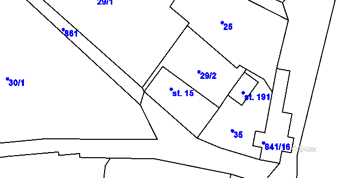 Parcela st. 15 v KÚ Drachkov, Katastrální mapa