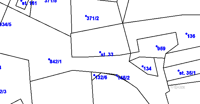 Parcela st. 33 v KÚ Drachkov, Katastrální mapa
