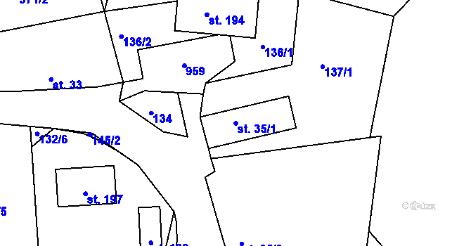 Parcela st. 35/1 v KÚ Drachkov, Katastrální mapa