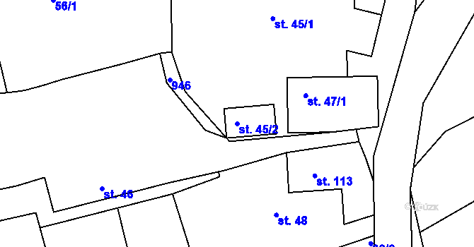 Parcela st. 45/2 v KÚ Drachkov, Katastrální mapa