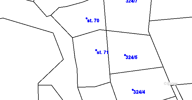 Parcela st. 71 v KÚ Drachkov, Katastrální mapa