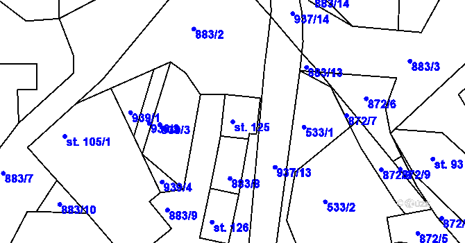 Parcela st. 125 v KÚ Drachkov, Katastrální mapa
