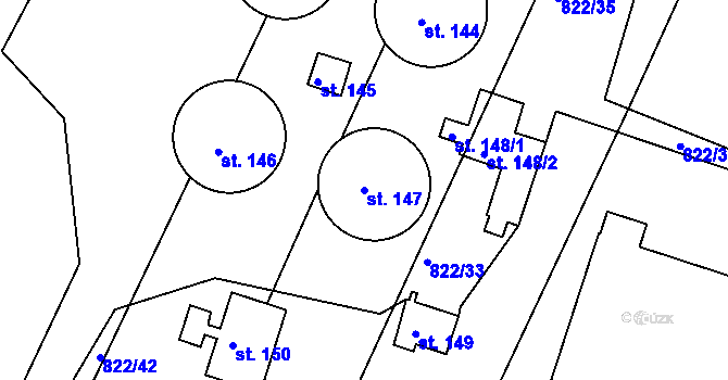 Parcela st. 147 v KÚ Drachkov, Katastrální mapa