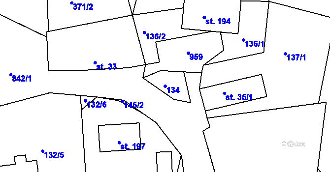 Parcela st. 134 v KÚ Drachkov, Katastrální mapa