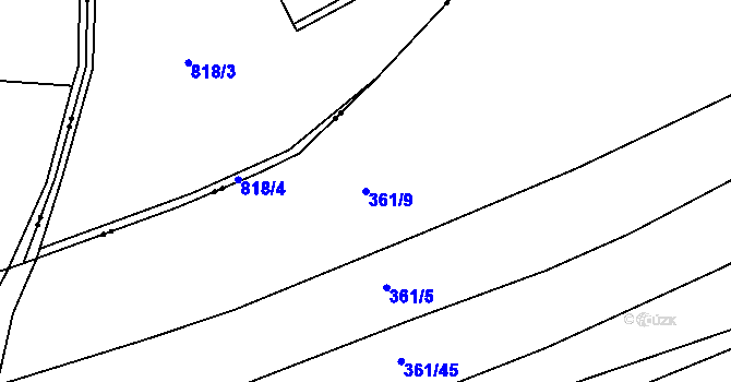 Parcela st. 361/9 v KÚ Drachkov, Katastrální mapa