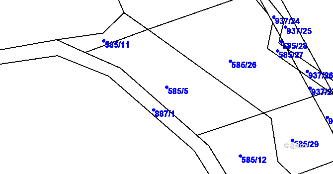 Parcela st. 585/5 v KÚ Drachkov, Katastrální mapa
