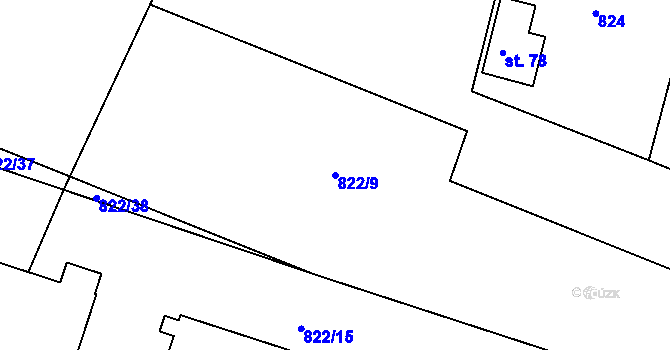 Parcela st. 822/9 v KÚ Drachkov, Katastrální mapa