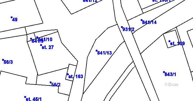 Parcela st. 841/13 v KÚ Drachkov, Katastrální mapa