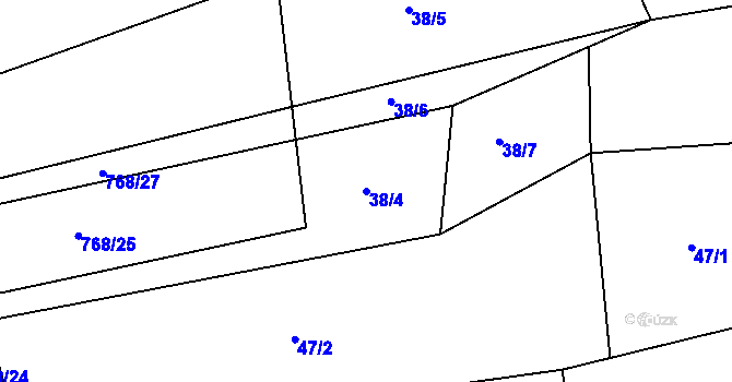 Parcela st. 38/4 v KÚ Drachkov, Katastrální mapa
