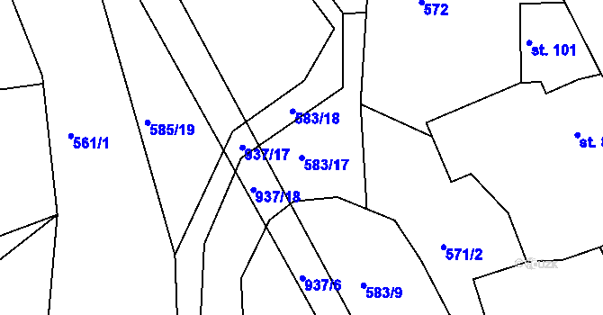 Parcela st. 583/17 v KÚ Drachkov, Katastrální mapa