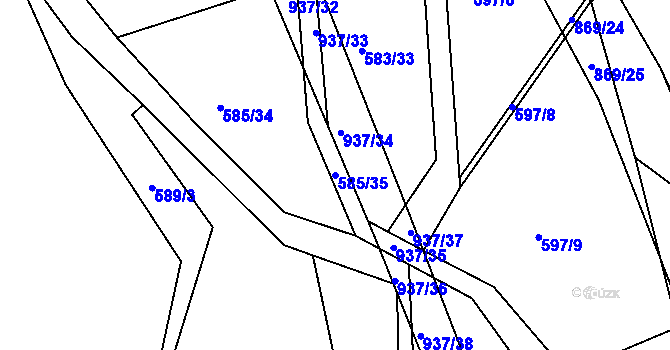 Parcela st. 585/35 v KÚ Drachkov, Katastrální mapa