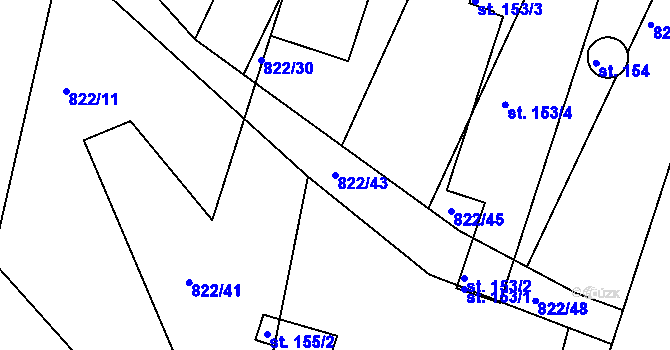 Parcela st. 822/43 v KÚ Drachkov, Katastrální mapa