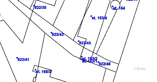 Parcela st. 822/45 v KÚ Drachkov, Katastrální mapa