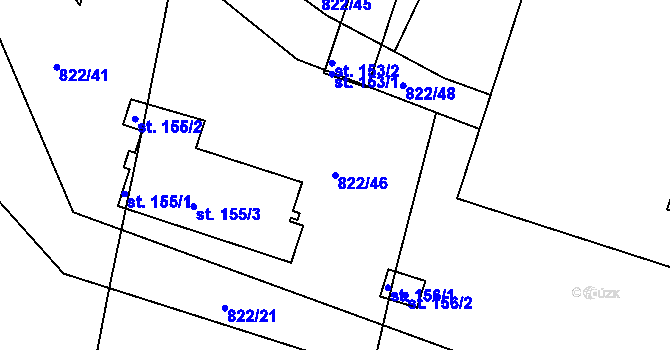 Parcela st. 822/46 v KÚ Drachkov, Katastrální mapa