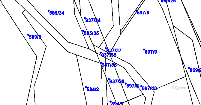 Parcela st. 937/35 v KÚ Drachkov, Katastrální mapa