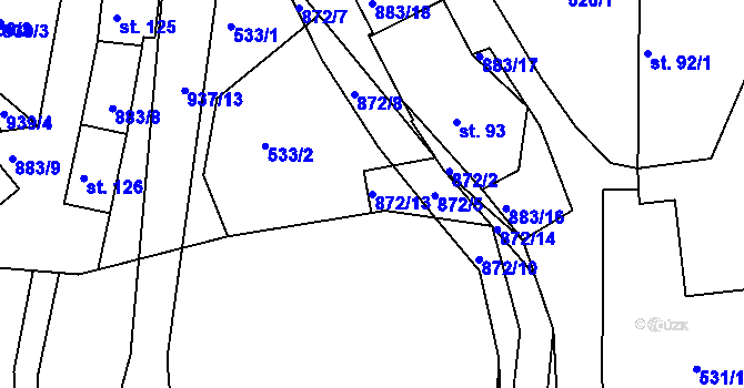 Parcela st. 872/13 v KÚ Drachkov, Katastrální mapa