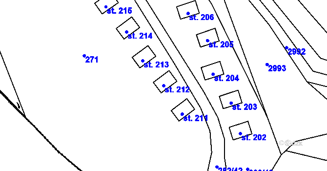 Parcela st. 212 v KÚ Dráchov, Katastrální mapa