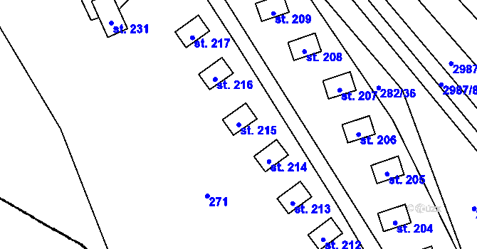 Parcela st. 215 v KÚ Dráchov, Katastrální mapa