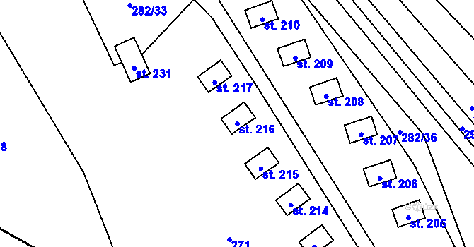 Parcela st. 216 v KÚ Dráchov, Katastrální mapa
