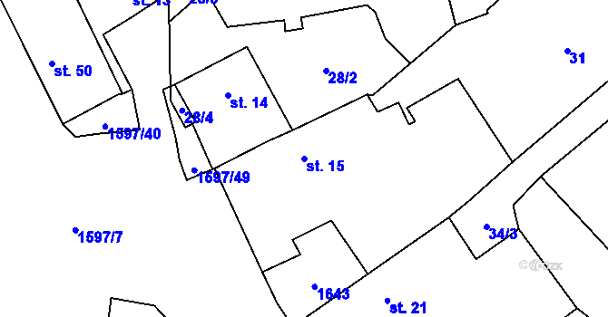 Parcela st. 15 v KÚ Dráchov, Katastrální mapa