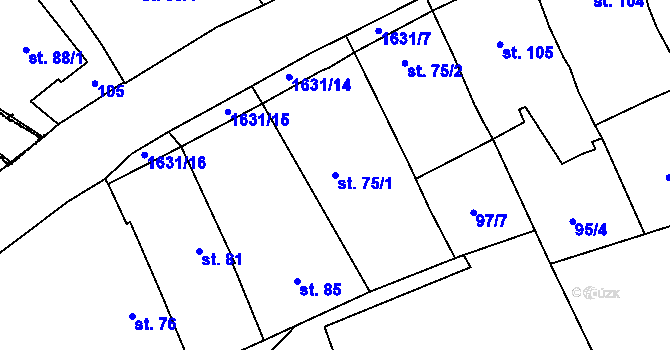 Parcela st. 75/1 v KÚ Dráchov, Katastrální mapa