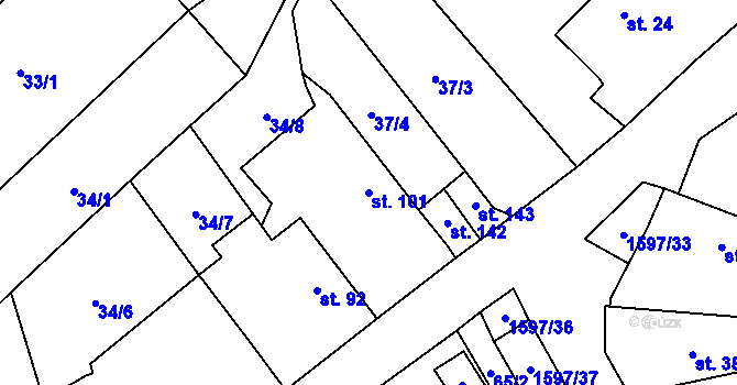 Parcela st. 101 v KÚ Dráchov, Katastrální mapa