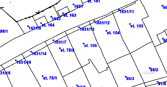 Parcela st. 105 v KÚ Dráchov, Katastrální mapa