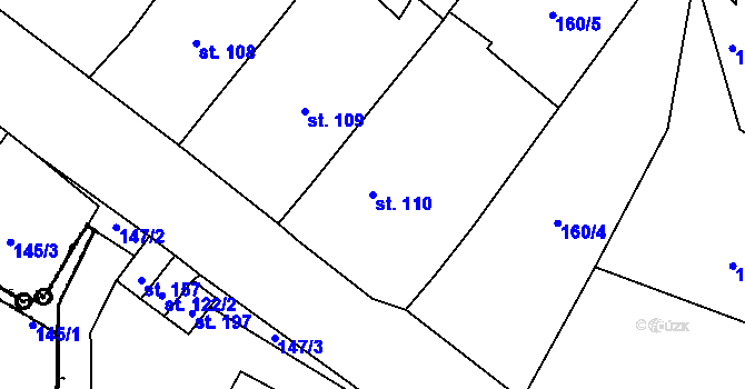 Parcela st. 110 v KÚ Dráchov, Katastrální mapa