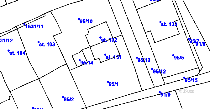 Parcela st. 131 v KÚ Dráchov, Katastrální mapa