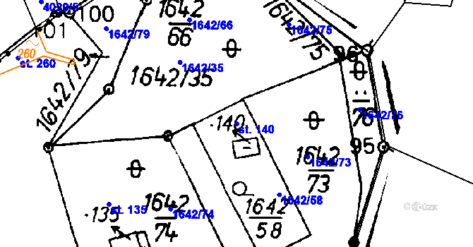 Parcela st. 140 v KÚ Dráchov, Katastrální mapa