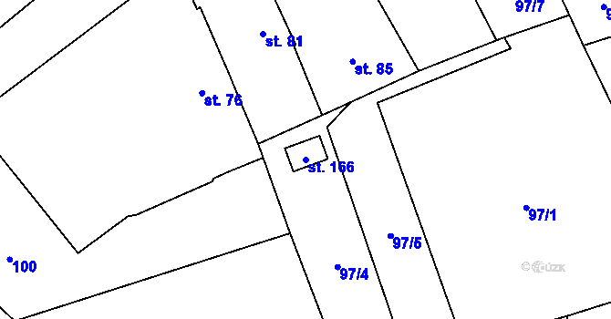 Parcela st. 166 v KÚ Dráchov, Katastrální mapa