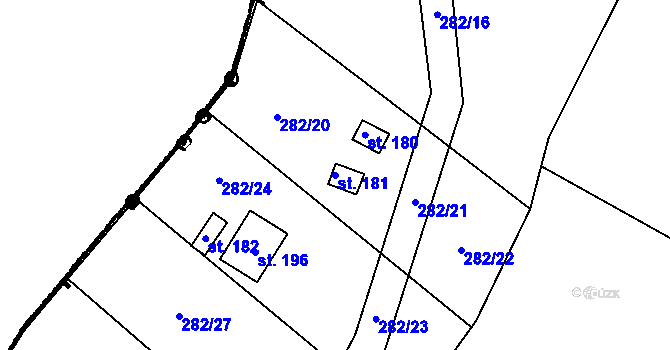 Parcela st. 181 v KÚ Dráchov, Katastrální mapa