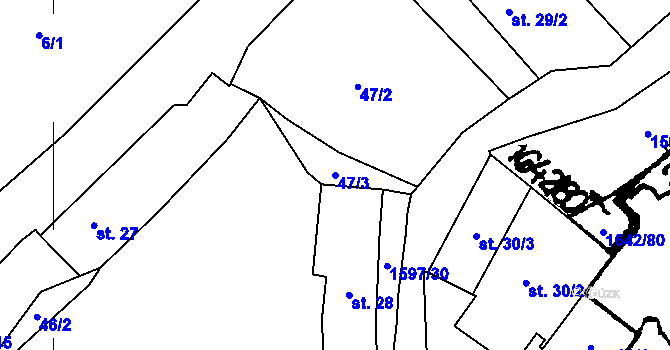 Parcela st. 47/3 v KÚ Dráchov, Katastrální mapa