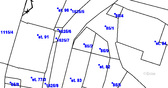 Parcela st. 85/2 v KÚ Dráchov, Katastrální mapa