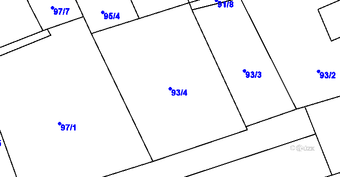 Parcela st. 93/4 v KÚ Dráchov, Katastrální mapa