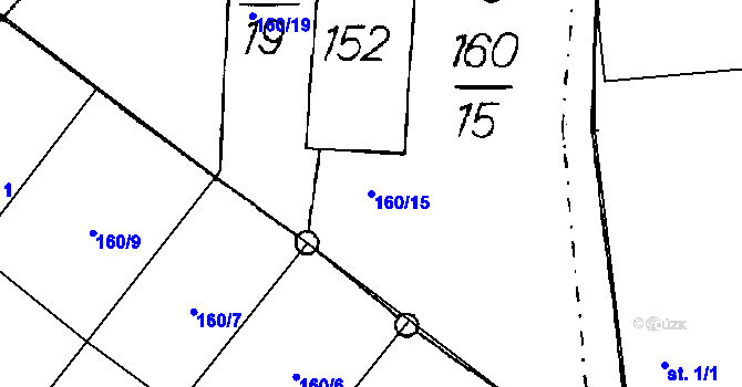 Parcela st. 160/15 v KÚ Dráchov, Katastrální mapa