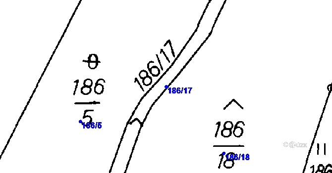 Parcela st. 186/17 v KÚ Dráchov, Katastrální mapa