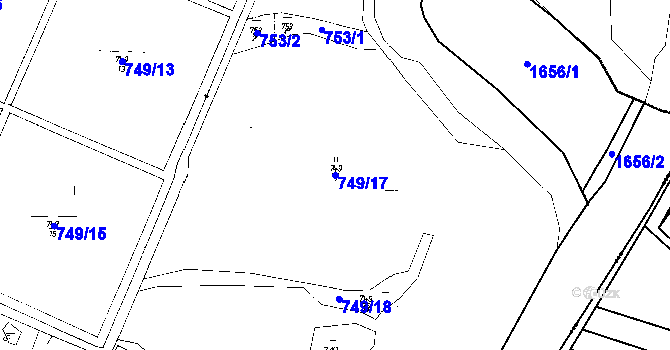 Parcela st. 749/17 v KÚ Dráchov, Katastrální mapa