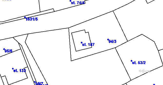 Parcela st. 187 v KÚ Dráchov, Katastrální mapa