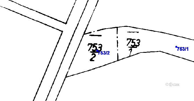 Parcela st. 753/2 v KÚ Dráchov, Katastrální mapa