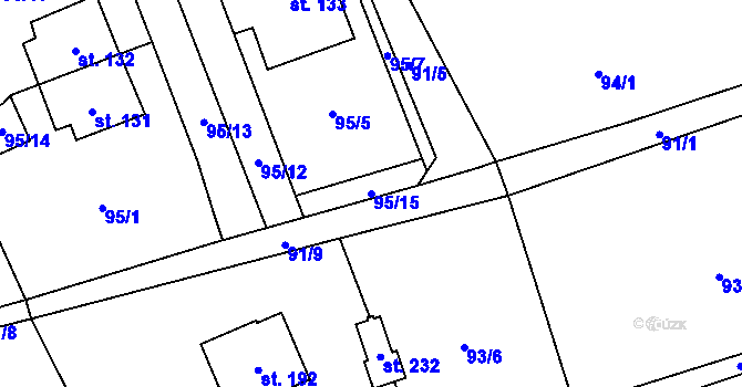 Parcela st. 95/15 v KÚ Dráchov, Katastrální mapa