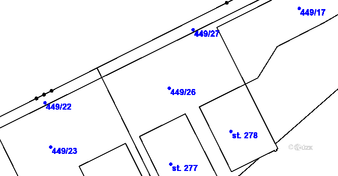 Parcela st. 449/26 v KÚ Drásov u Příbramě, Katastrální mapa