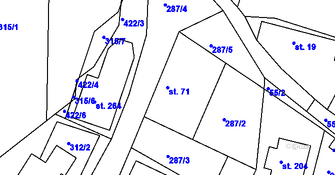 Parcela st. 71 v KÚ Drásov u Příbramě, Katastrální mapa